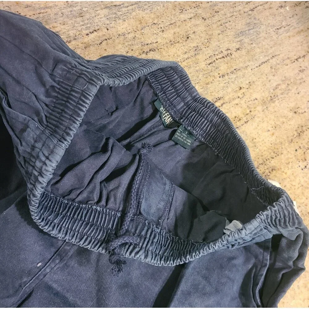 New! Vintage 90s Y2K Blue Men L Stefano Cotton Drawstring Shorts Pull on Elastic